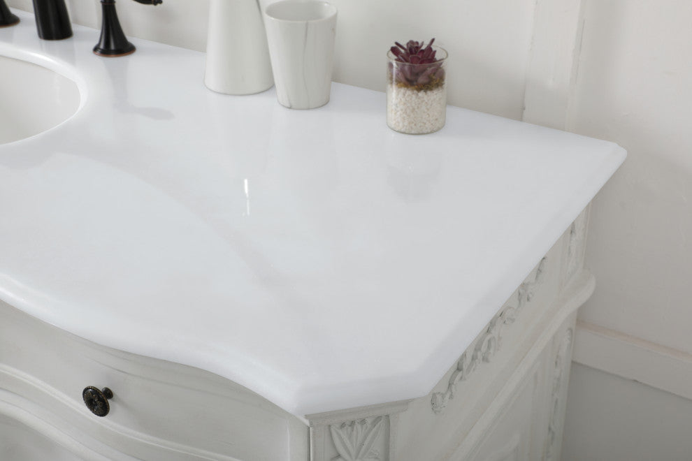 Bathroom Vanity, Antique White, 60", Single Sink