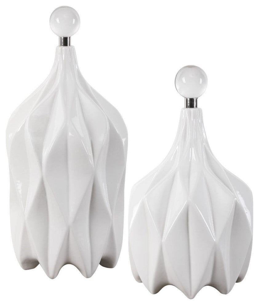 Uttermost Klara White Bottles, Set of 2