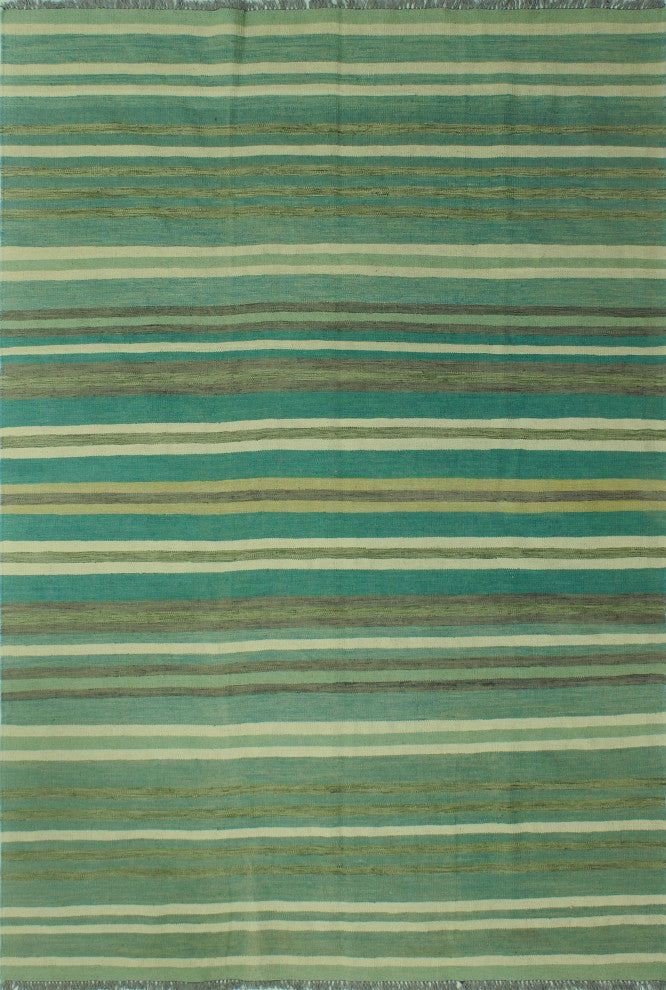 Winchester Kilim Olabisi Green/Ivory Rug, 6'4x9'5