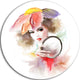 Woman With Mirror, Digital Round Metal Wall Art, 23"
