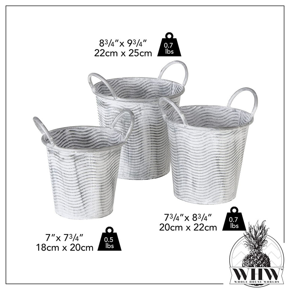 3 Piece Corrugated Wave Planter Set