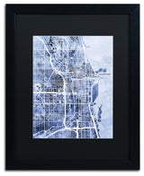 Michael Tompsett 'Chicago Street Map 2', Black Frame, Black Mat, 20x16