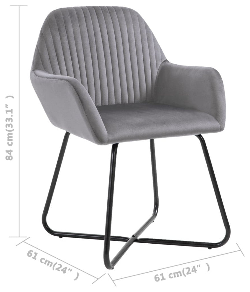 vidaXL Dining Chairs 2 pcs Gray Velvet
