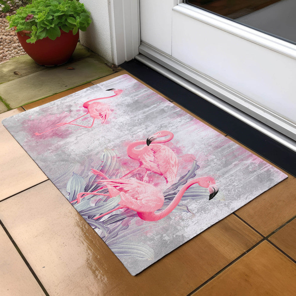 Indoor/Outdoor Tropics TC2 Silver Machine Washable 1'8" x 2'6" Rug
