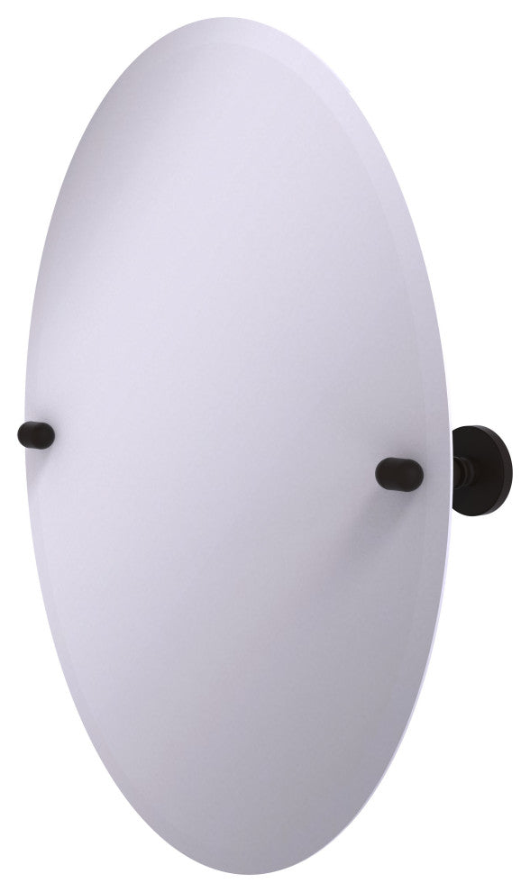 Frameless Oval Beveled Edge Tilt Mirror, Oil Rubbed Bronze