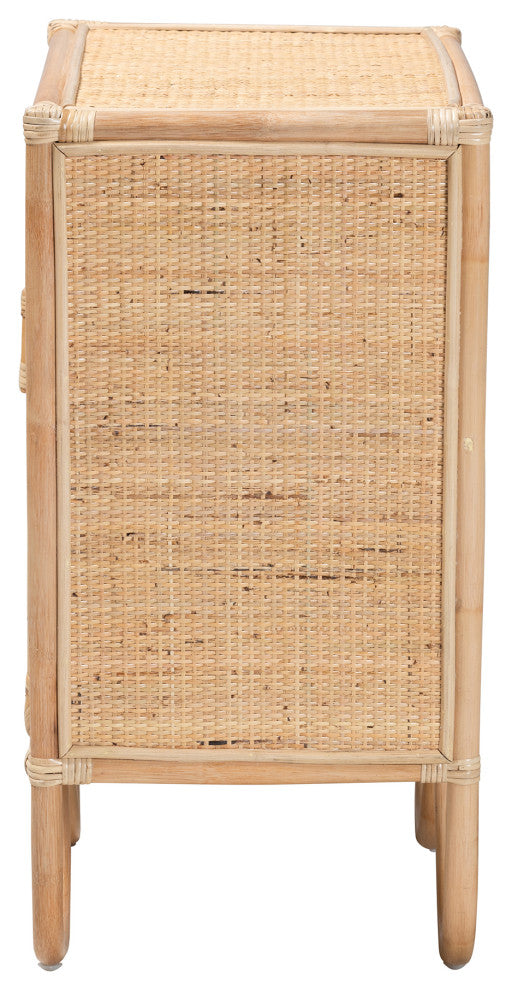 Acelin Modern Bohemian Natural Brown Rattan Nightstand