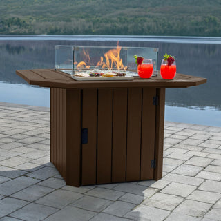 Oasis 40" Fire Pit Table, Weathered Acorn