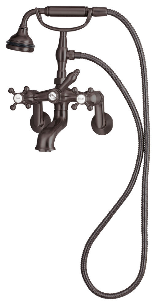 Cheviot Products 5100 Series Wall-Mount Tub Filler, Cross, Metal, Antique Bronze