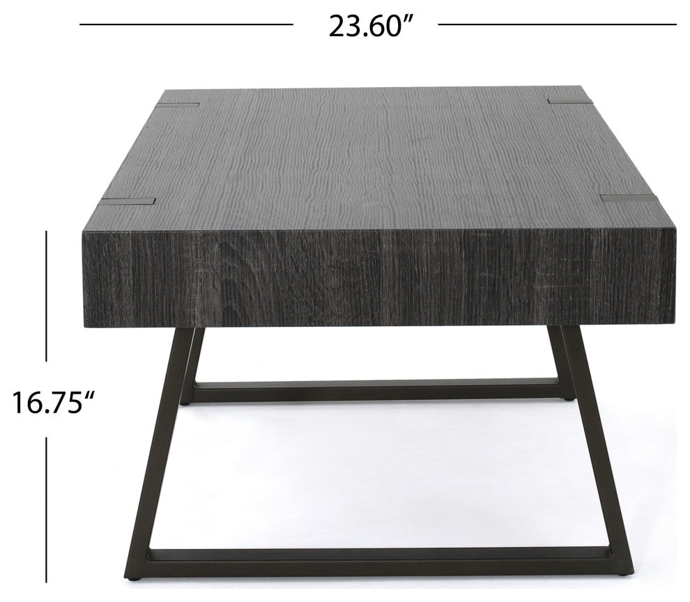 GDF Studio Genwa Canyon Coffee Table, Black Oak