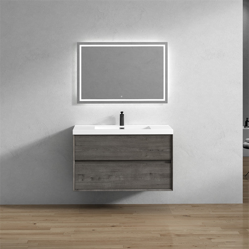Ashley 42'' Floating Vanity, Acrylic Top, Smoke Oak