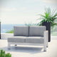 Silver Gray Shore Right-Arm Corner Sectional Outdoor Patio Aluminum Loveseat