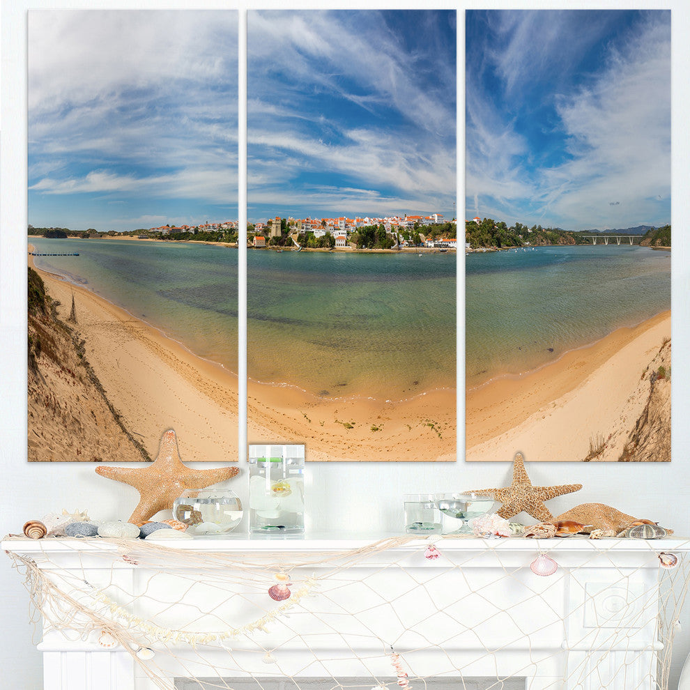 "Portuguese Maritime Village Panorama" Metal Wall Art, 3 Panels, 36"x28"