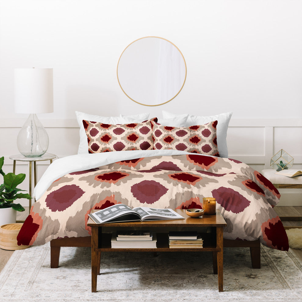 Allyson Johnson Bohemian Marsala Ikat Duvet Cover Set, Twin XL