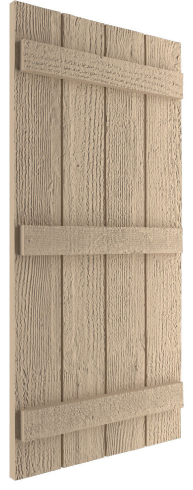 Rustic 4 Board Joined B-N-B Faux Wood Shutters, Rough Sawn, 22x60"