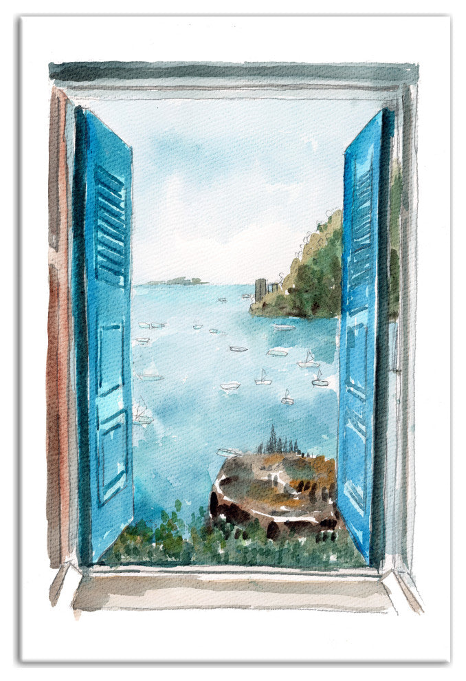Ocean View Window 32x48 Canvas Wall Art