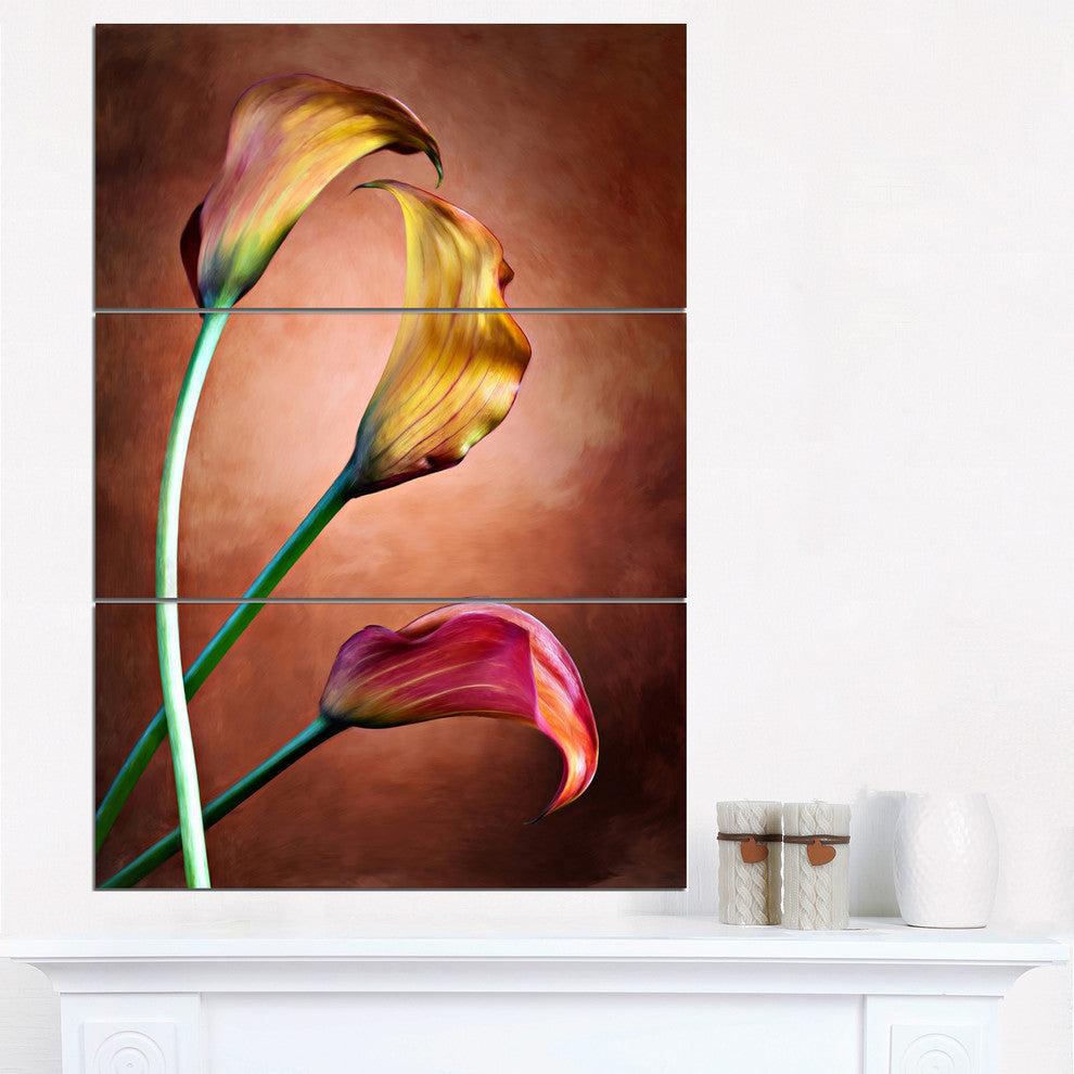 "Zantedeschia Aethiopica" Glossy Metal Wall Art, 3 Panels, 28"x36"
