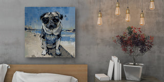 "Cool Pug" Painting Print on Wrapped Canvas, 48"x48"