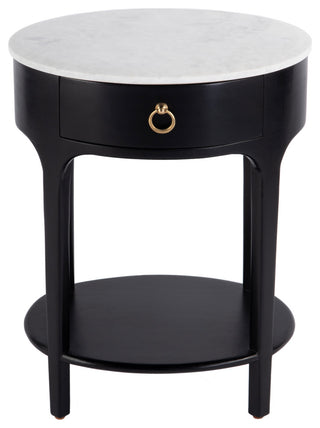 Ellen 18.25" W Oval Marble, Wood 1 Drawer Nightstand