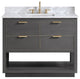 Avanity Allie 43 In. Vanity, Twilight Gray/ Gold, Natural 1" Carrara White Marble Countertop and Backsplash