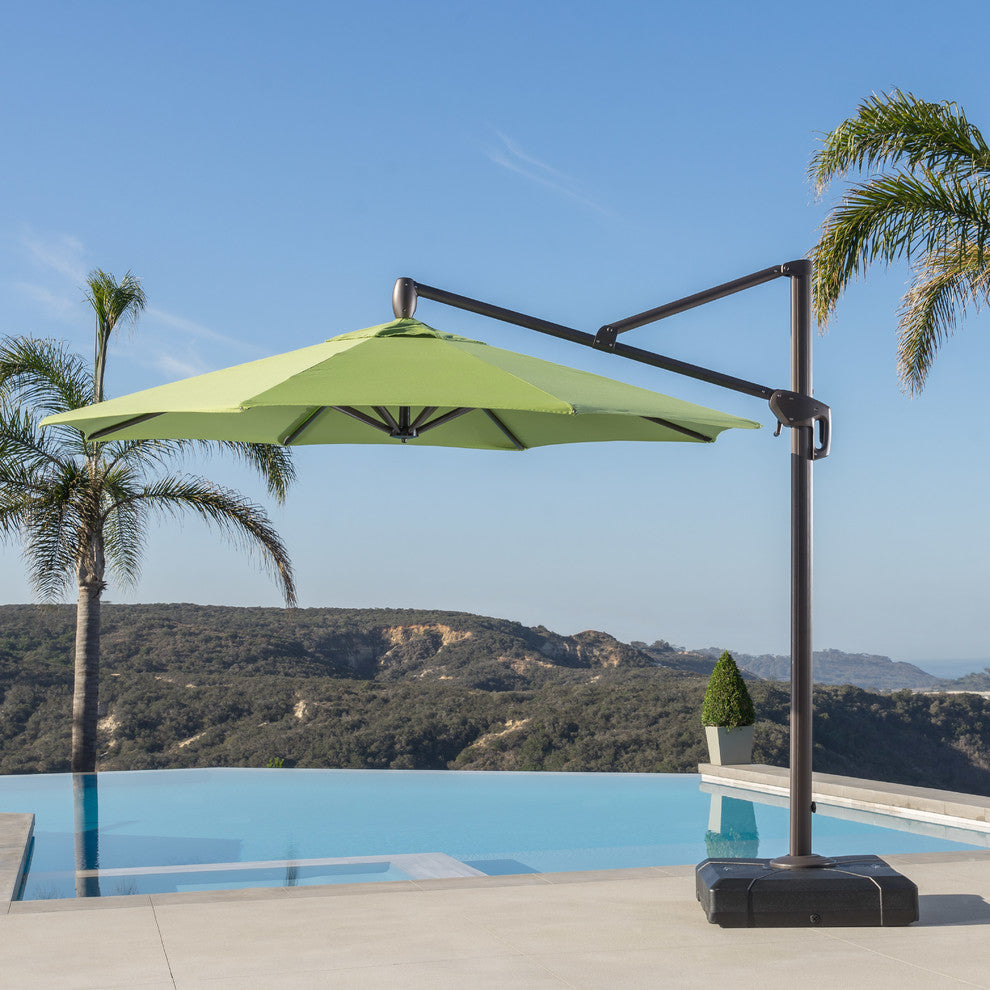 Modular 10ft Sunbrella Outdoor Round Patio Umbrella, Ginkgo Green