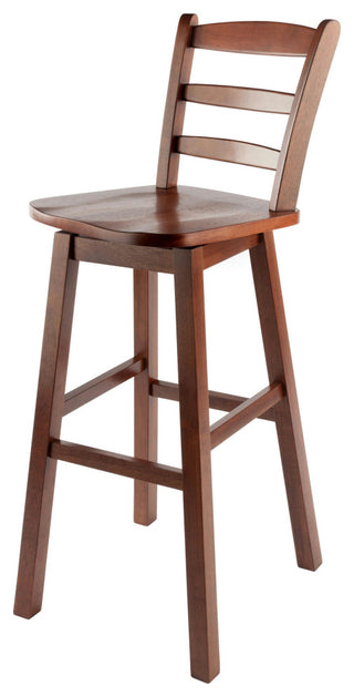 Scalera Ladder Back Swivel Seat Bar Stool, Walnut