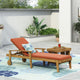 CKH Lucknow Outdoor Acacia Wood Chaise Lounge With Water Resistant Cushion, Orange