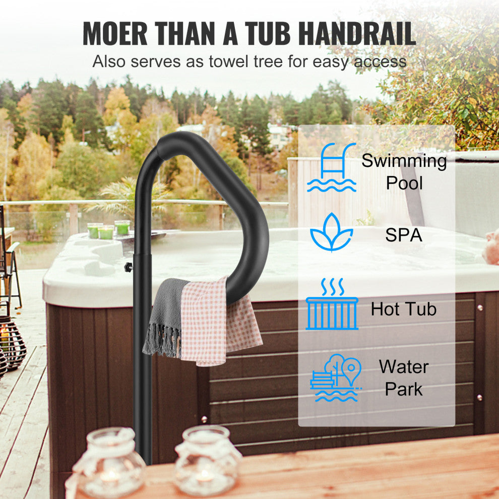 VEVOR Hot Tub Handrail Spa Side Handrail 360 Rotatable 48"-63" Adjustable Height