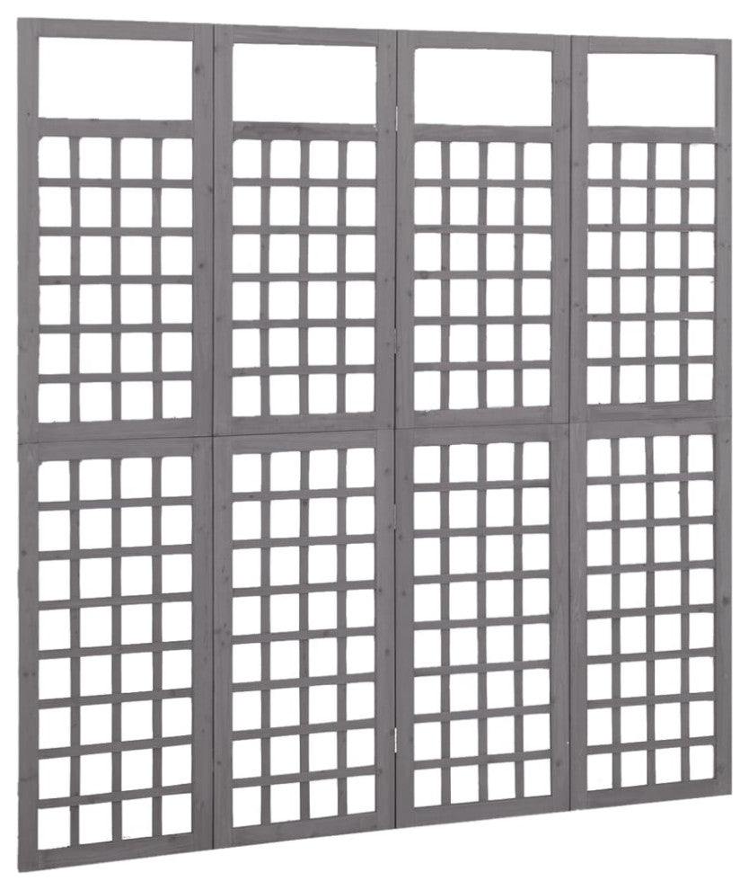 vidaXL Solid Fir Wood 4-Panel Room Divider/Trellis Gray 63.4" Privacy Screen