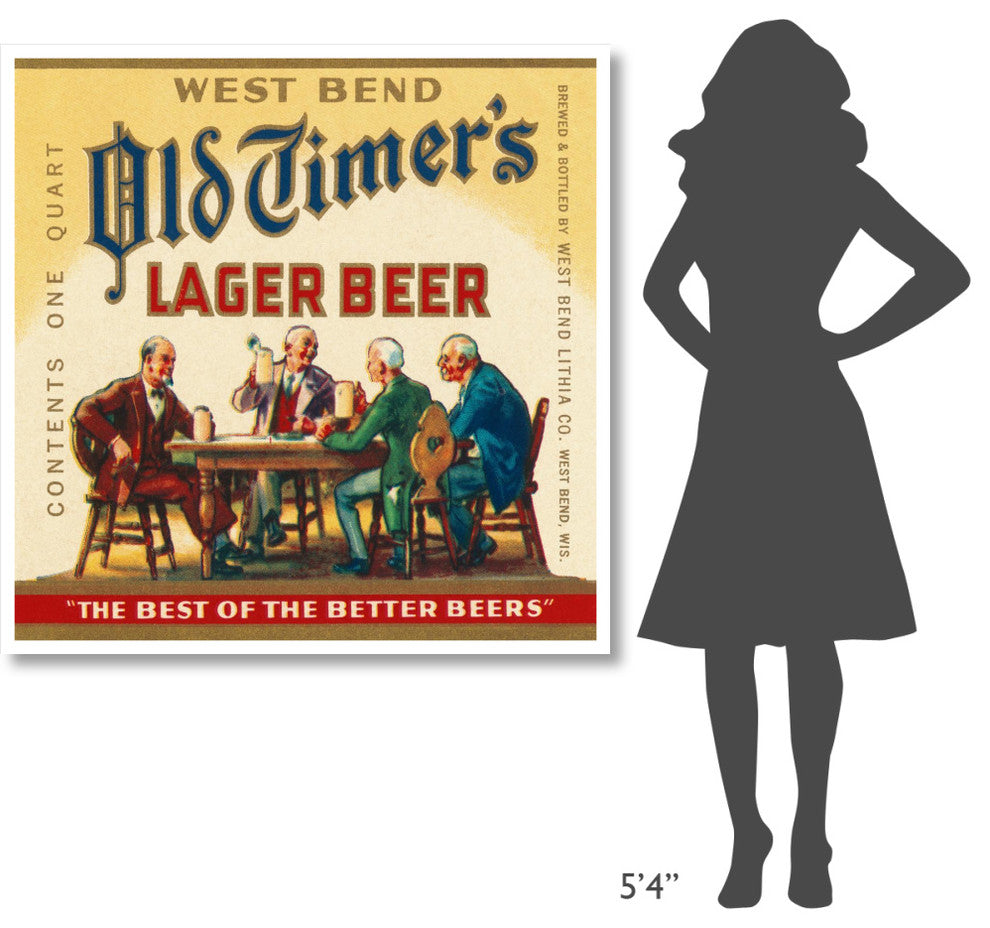 "West Bend Old Timer's Lager Beer" Print by Vintage Booze Labels, 46"x46"