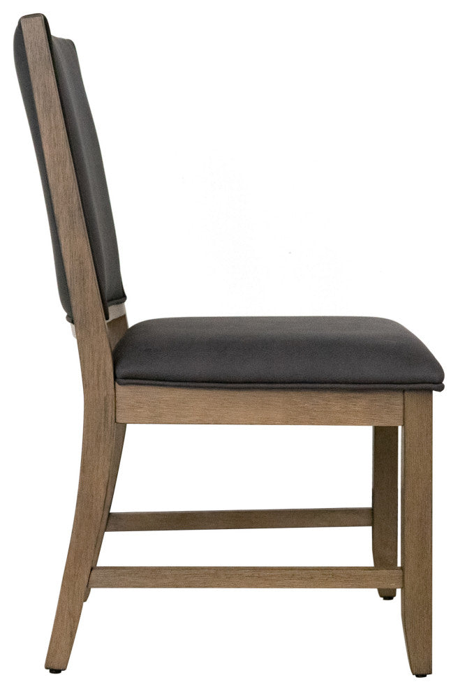Upholstered Dining Chairs, Set of 2, Brown Acacia Wood