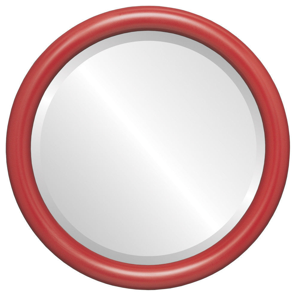 Pasadena Framed Round Mirror, Holiday Red, 25"x25"