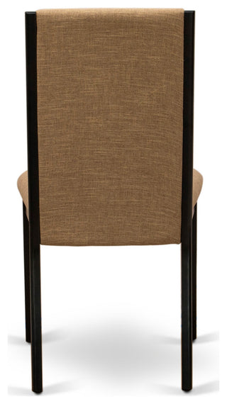 5Pc Kitchen Set 4 Chairs, Round Table Hardwood Structure -High Back & Black