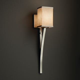 Textile Sabre 1-Light Wall Sconce, Square With Flat Rim, Cream Fabric Shade