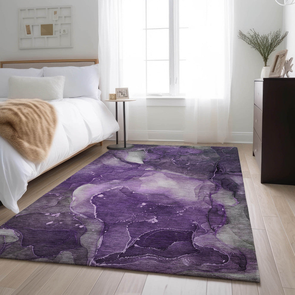 Premium Machine Washable Mayfield AMF522 Purple 9' x 12' Rug