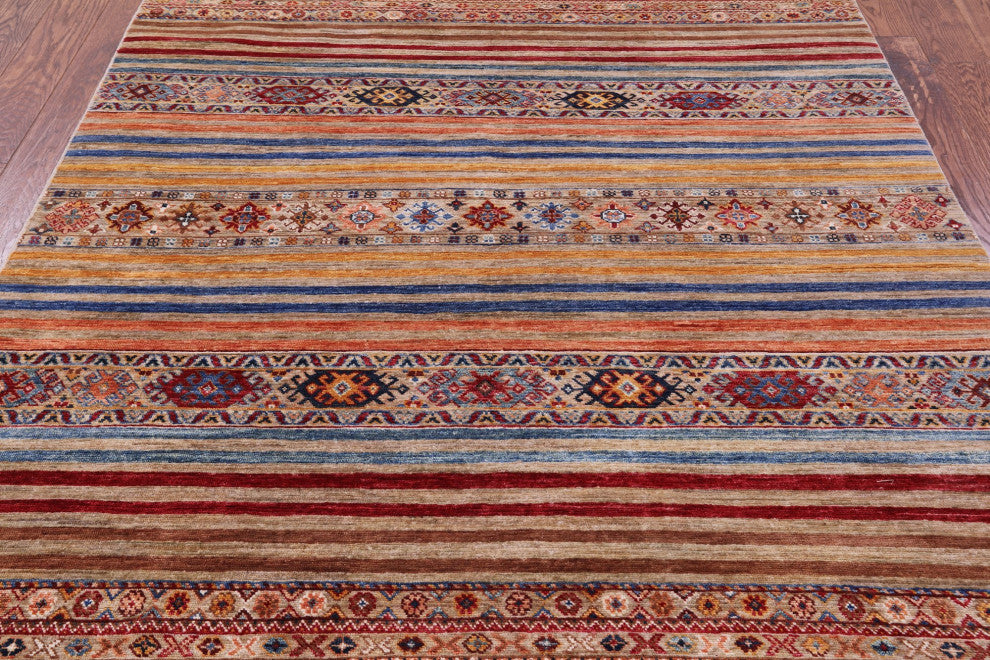 5' 8" X 8' 5" Khorjin Super Kazak Handmade Rug Q11208