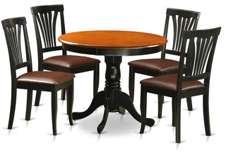 5-Piece Kitchen Nook Set, Black and Cherry Faux Leather