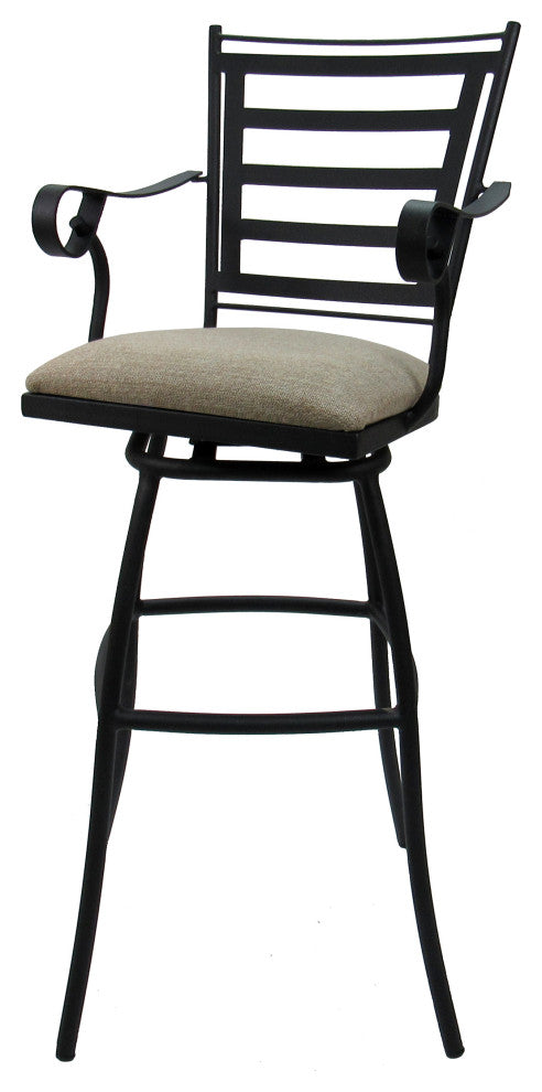 Outdoor Indoor Swivel Bar Stool Counter, Knobbly Taupe on Black, 30"