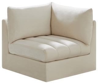 Jacob Velvet Upholstered Modular Corner Chair, Cream