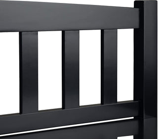 Armless Storage Bench, Slatted Back and 2 Drawers With Cup Pulls, Black