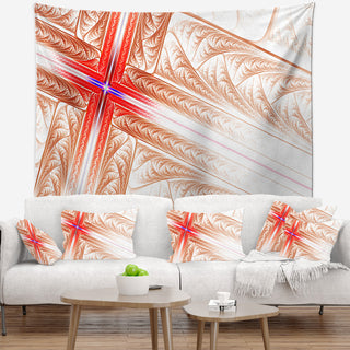 Red Fractal Cross Design Abstract Wall Tapestry, 60"x50"