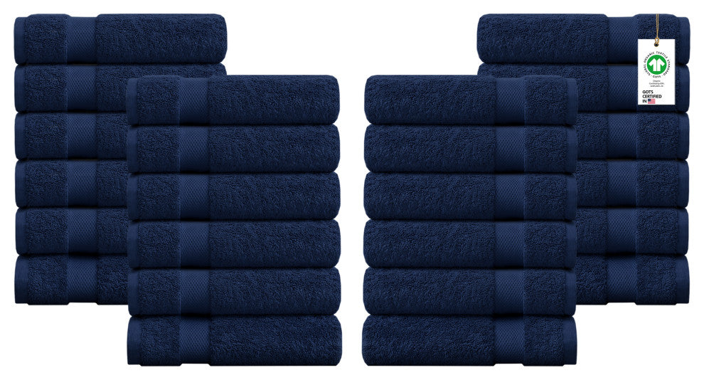 Organic Cotton Feather Touch Quick Dry Hand Towel, Insignia Blue, Pack of 24