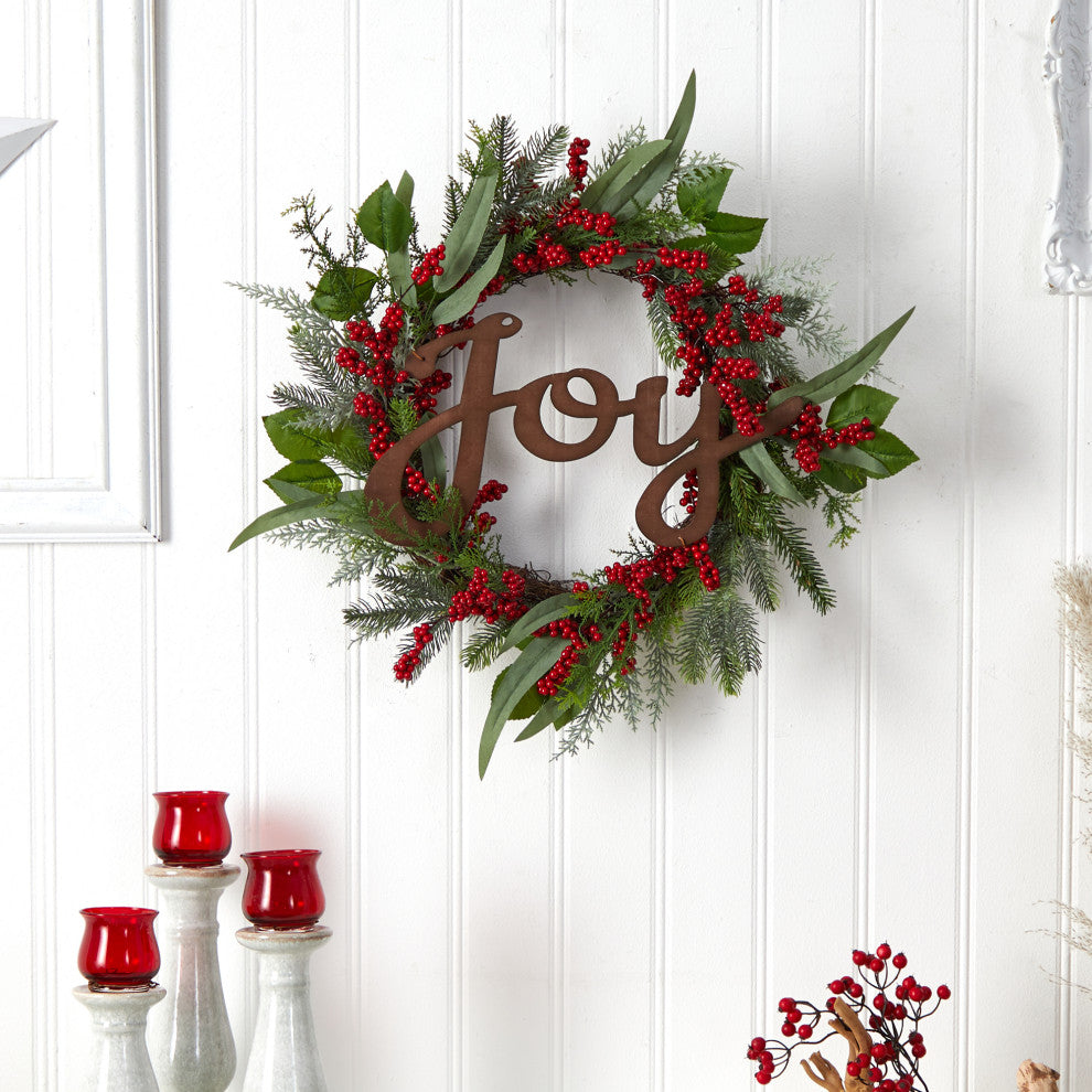 Nearly Natural W1264 24 Joy and Berries Artificial Christmas Wreath