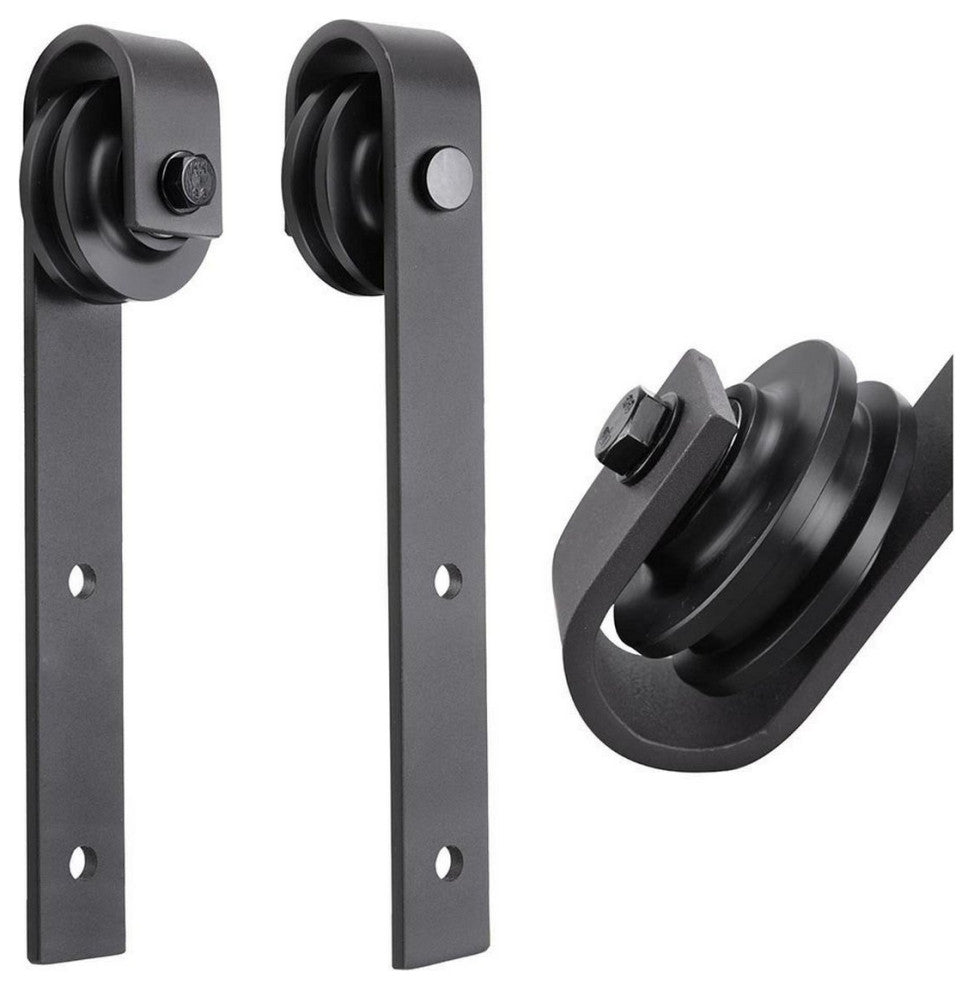 Barn Door 42 x 96 Frosted Glass, Lucia 2552 Matte Black, 8FT Rail