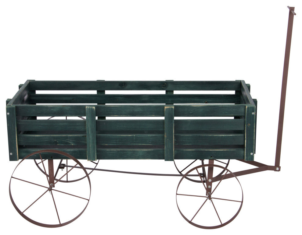 Shine Company 4944Gr Buckboards Garden Wagons Decorative Planter Green