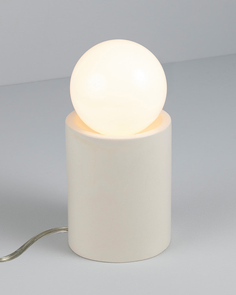 Short Pillar Table Lamp, Matte White