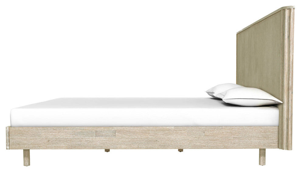 Oasis Acacia Wood Platform Bed, Beige, Single