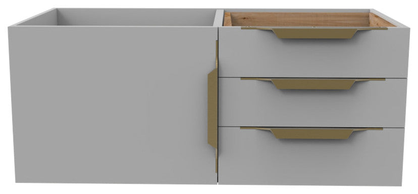 CastelloUSA Alpine 36" Wall Mounted Vanity, Base Only, Gray, Gold Handles