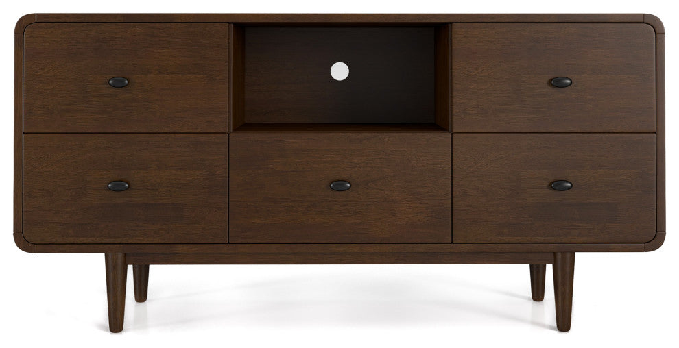 Stein Mid-Century Modern Solid Wood 5 Drawer TV Stand for TVs up to 60"