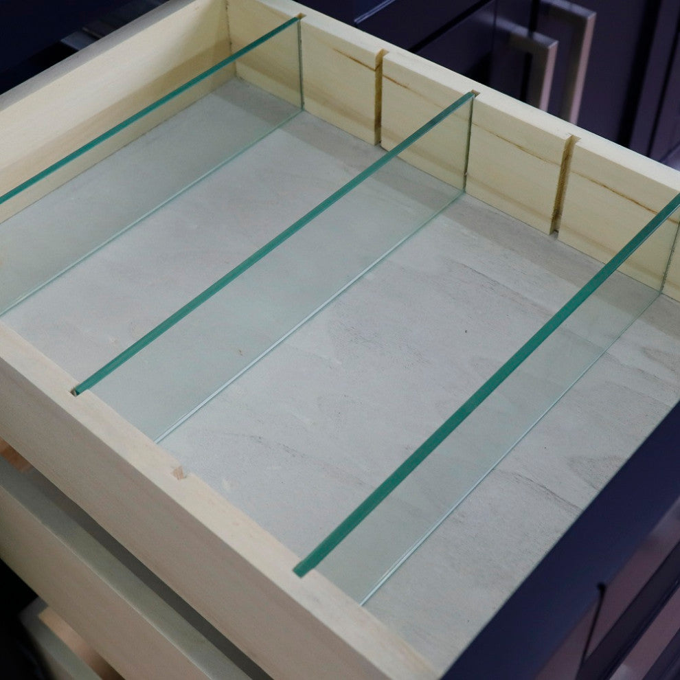 49" Single Sink Vanity, Blue Finish With Black Galaxy Granite And Round Sink