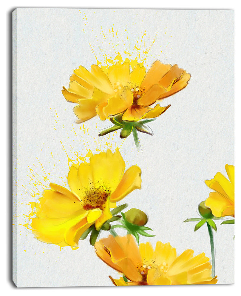 Beautiful Yellow Flowers on White, Floral Canvas Art Print, 30"x40"